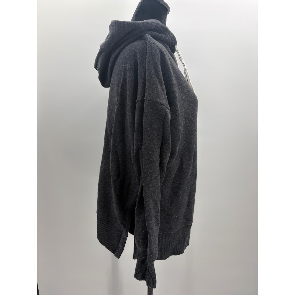 Aerie Womens Oversized Charcoal Grey Heathered Hoodie Side Slit XS 201803445 - Picture 2 of 10